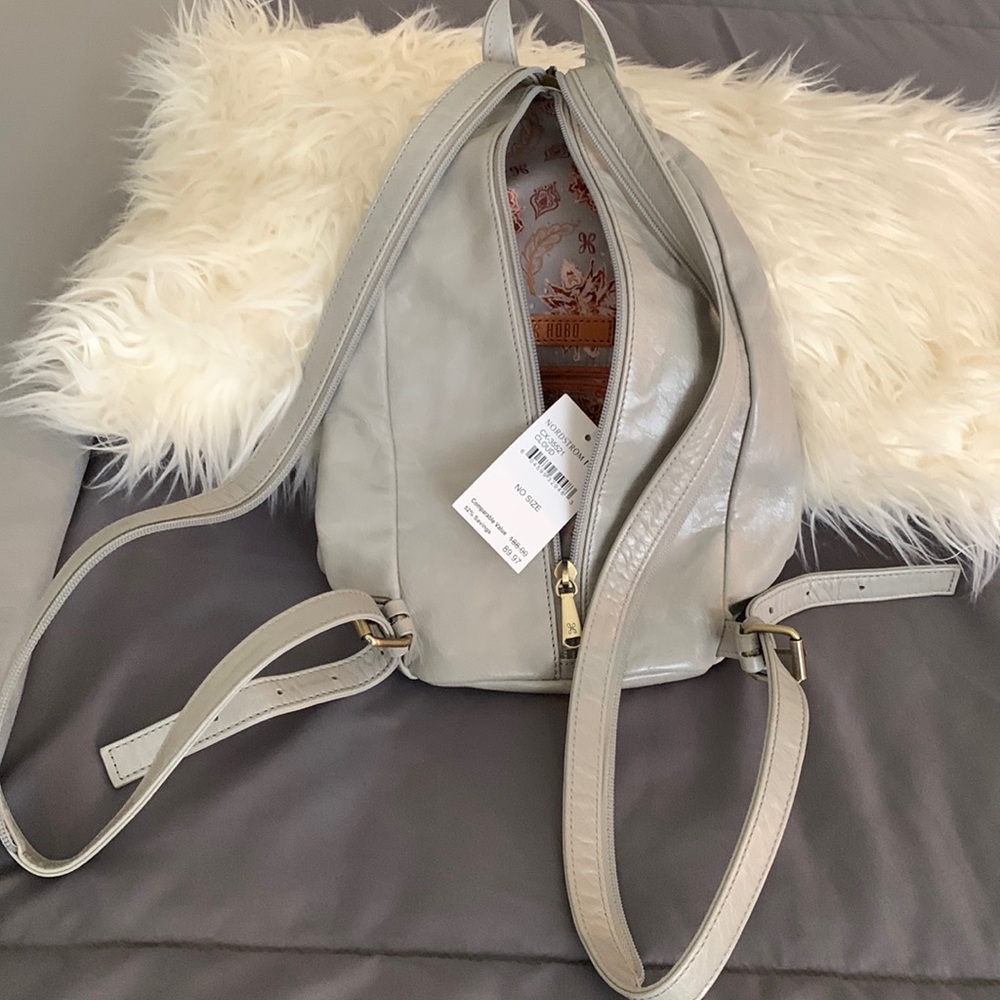 Hobo small leather backpack in light grey. NWT